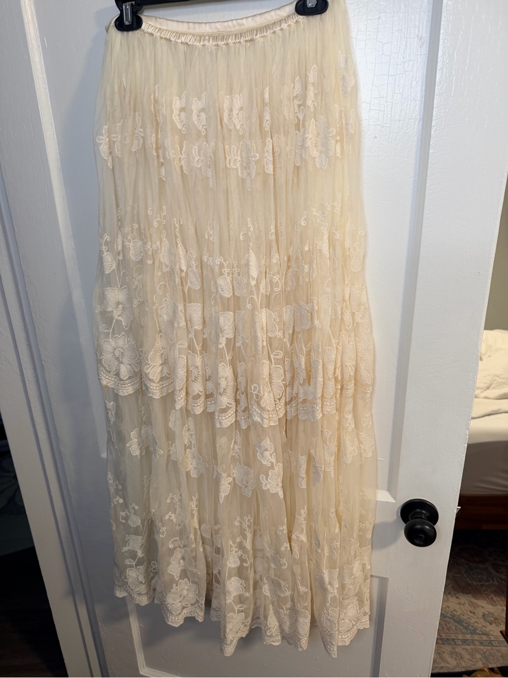 Brenda knight for free people Bohemian Lace Tiered Maxi Skirt in Cream - Picture 5 of 7